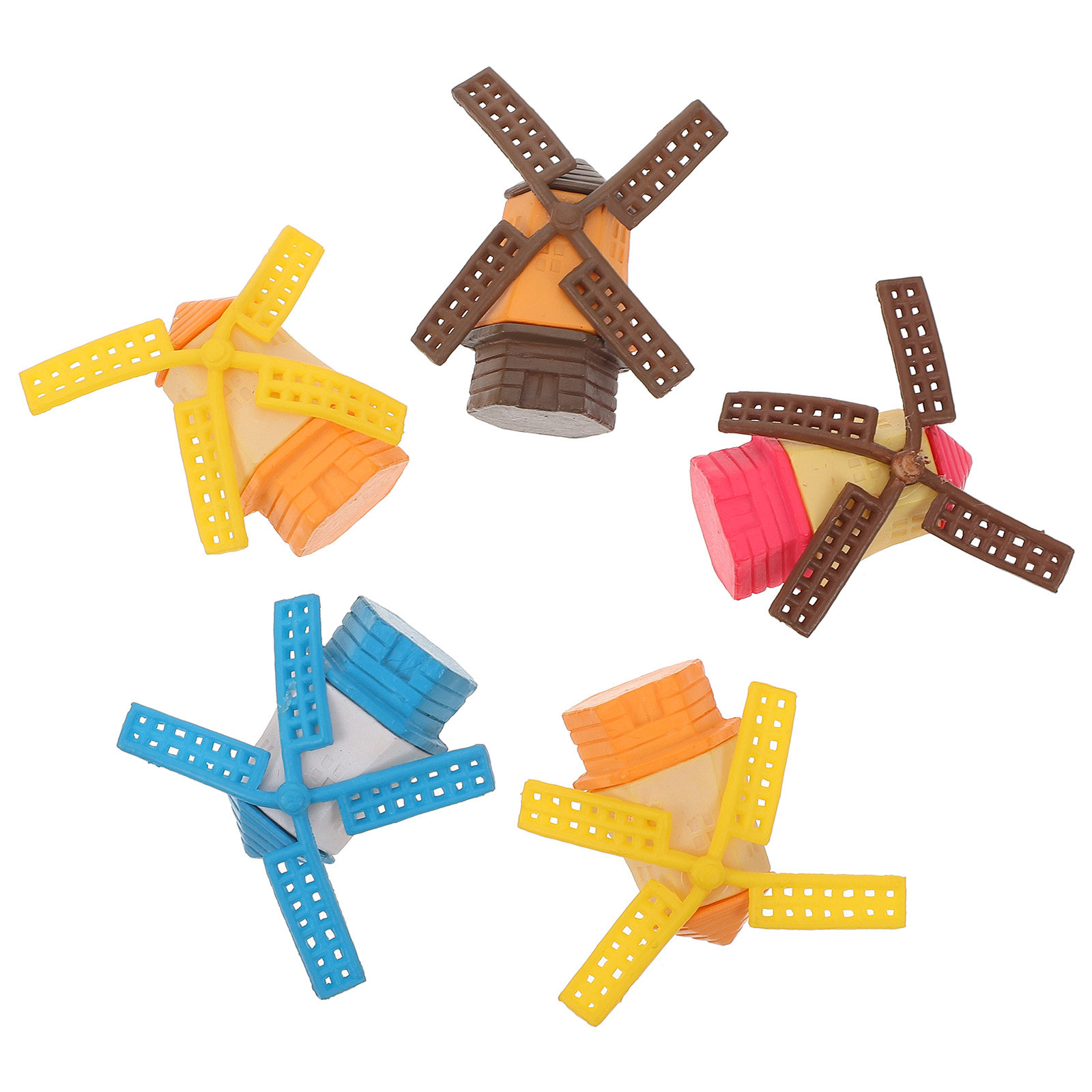Desk Setup Office - 5Pcs Colorful Miniature Windmill Decor Plastic