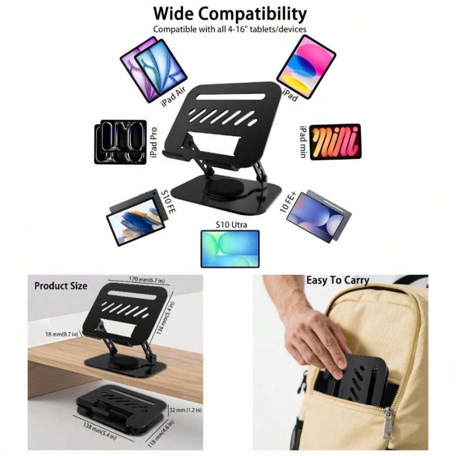 Dual Phone Holder - Black Phone Holders Tablet Stand, 360