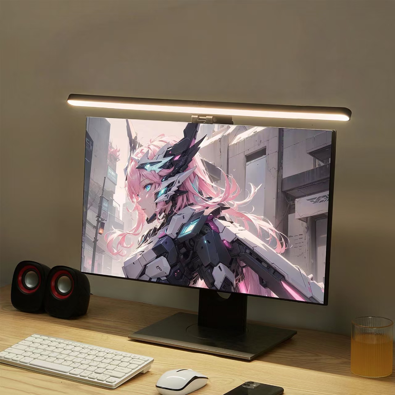 Desk Setup Bedroom - LED Monitor Light Hanging Desk Lamp
