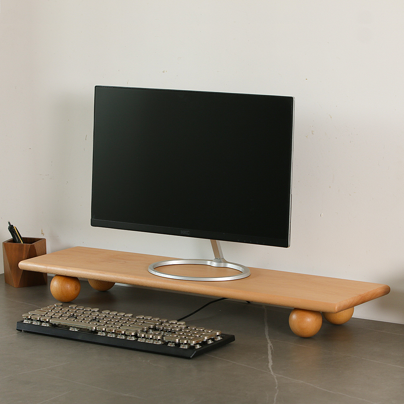 Desk Setup Nature - Natural Wood Desktop Riser Dual Monitor