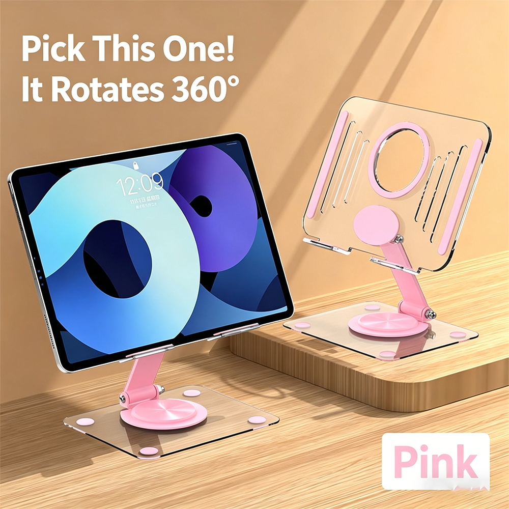 Desk Setup Table - Acrylic Rotation Foldable Tablet Phone Holder