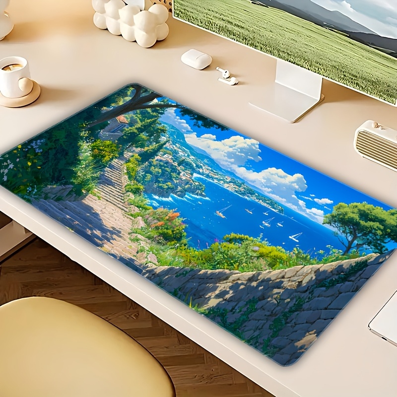 Desk Setup Nature - Large Gaming Mouse Pad textured cloth