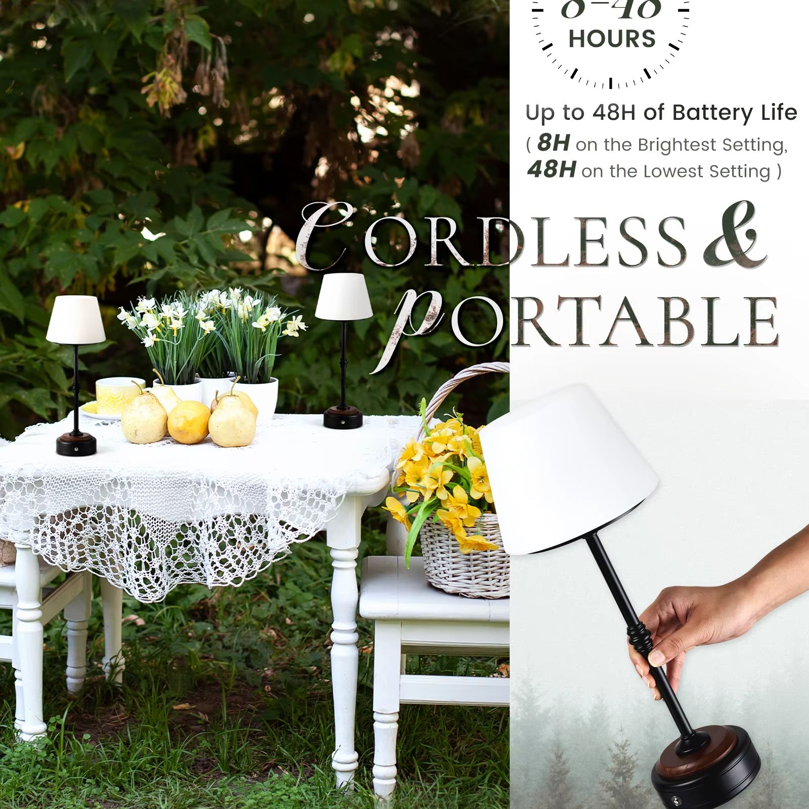 Desk Setup Table - Cordless Table Lamps Set of 5000mAh
