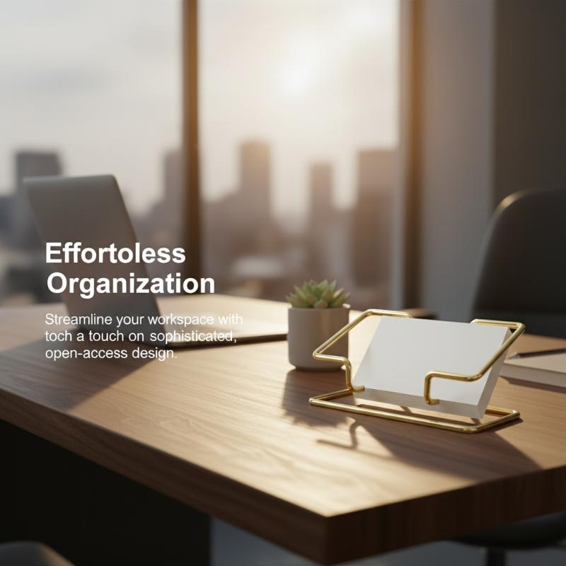 Desk Setup Table - Premium Business Card Display Stand –