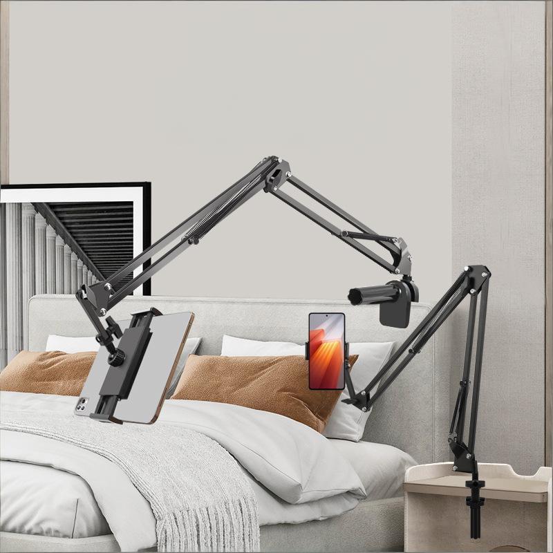 Desk Setup Stand - Adjustable Bedside Tablet Stand, Rotatable Long-arm