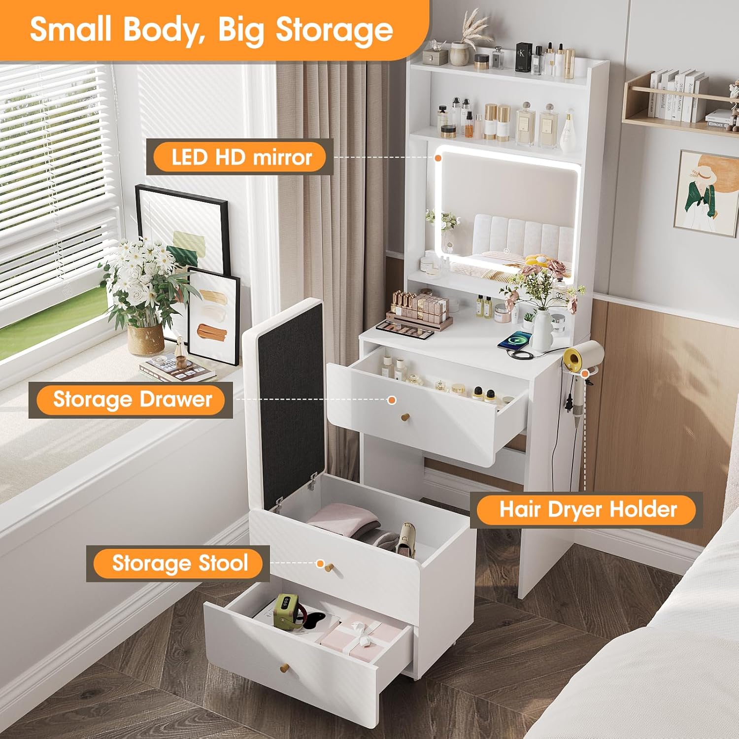 Make Up Vanity Desk with Mirro - Desk Setup In Small Bedroom recensie en prijs