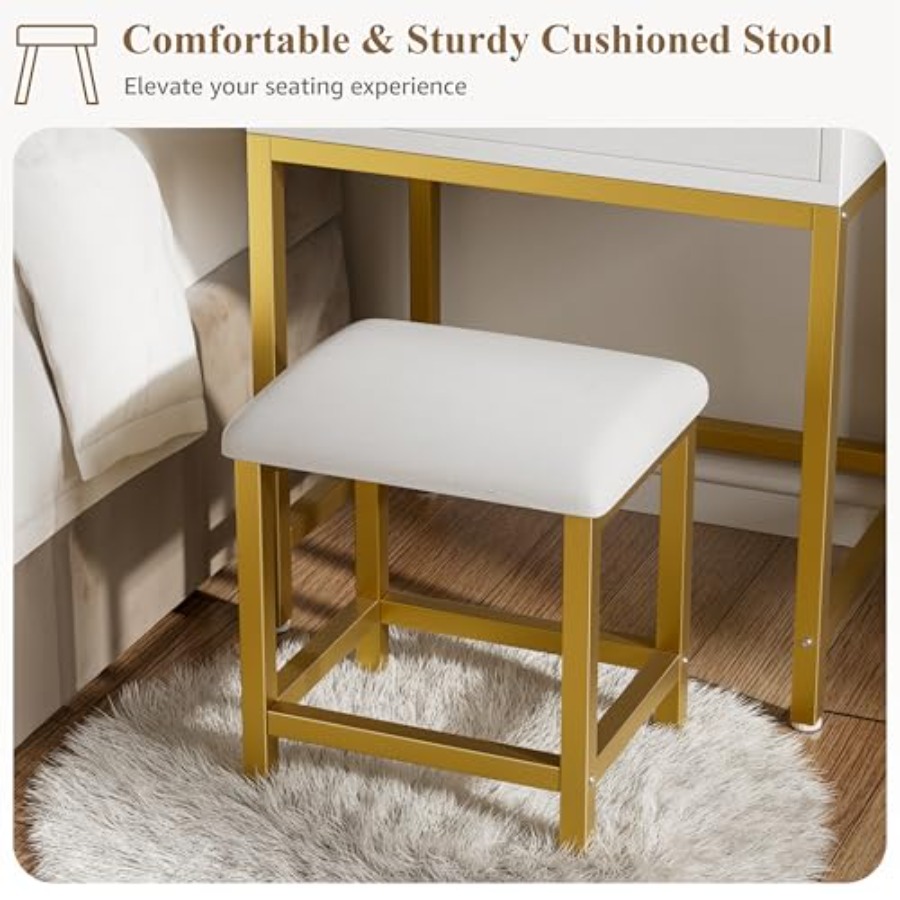 BOLUO Gold Makeup Vanity Desk  - Desk Setup Girl recensie en prijs