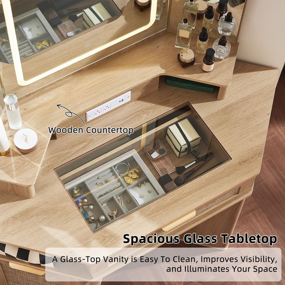 Corner Vanity Desk Set with 3  - Desk Setup Nature recensie en prijs