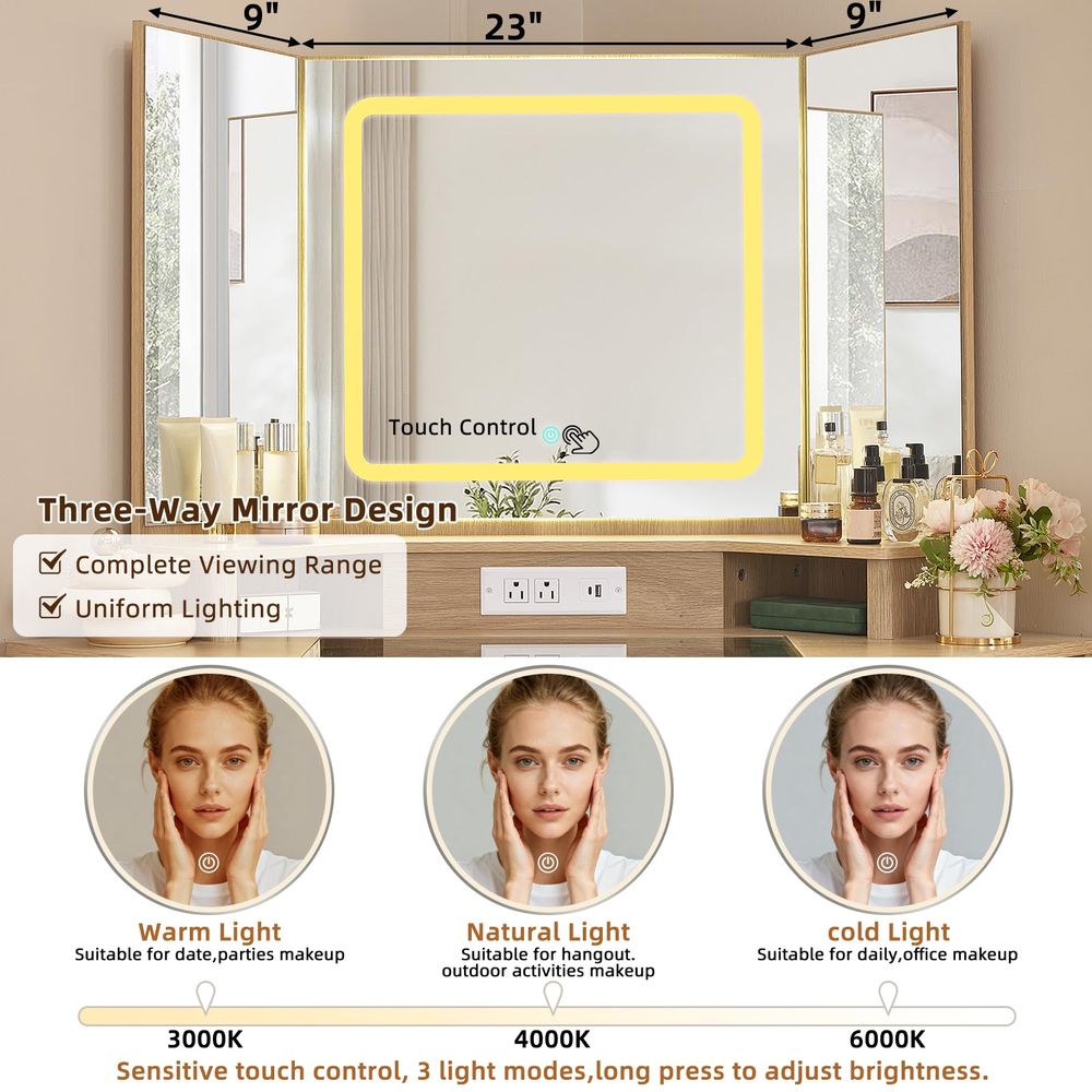 Corner Vanity Desk Set with 3  - Desk Setup Nature recensie en prijs