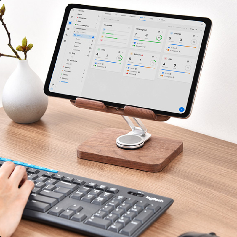 Black Walnut iPad Stand with 3 - Desk Setup Black And Wood recensie en prijs