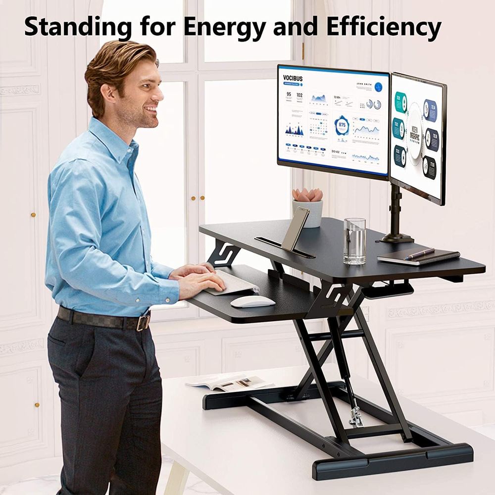 Height-Adjustable Standing Des - Desk Setup With Keyboard Tray recensie en prijs