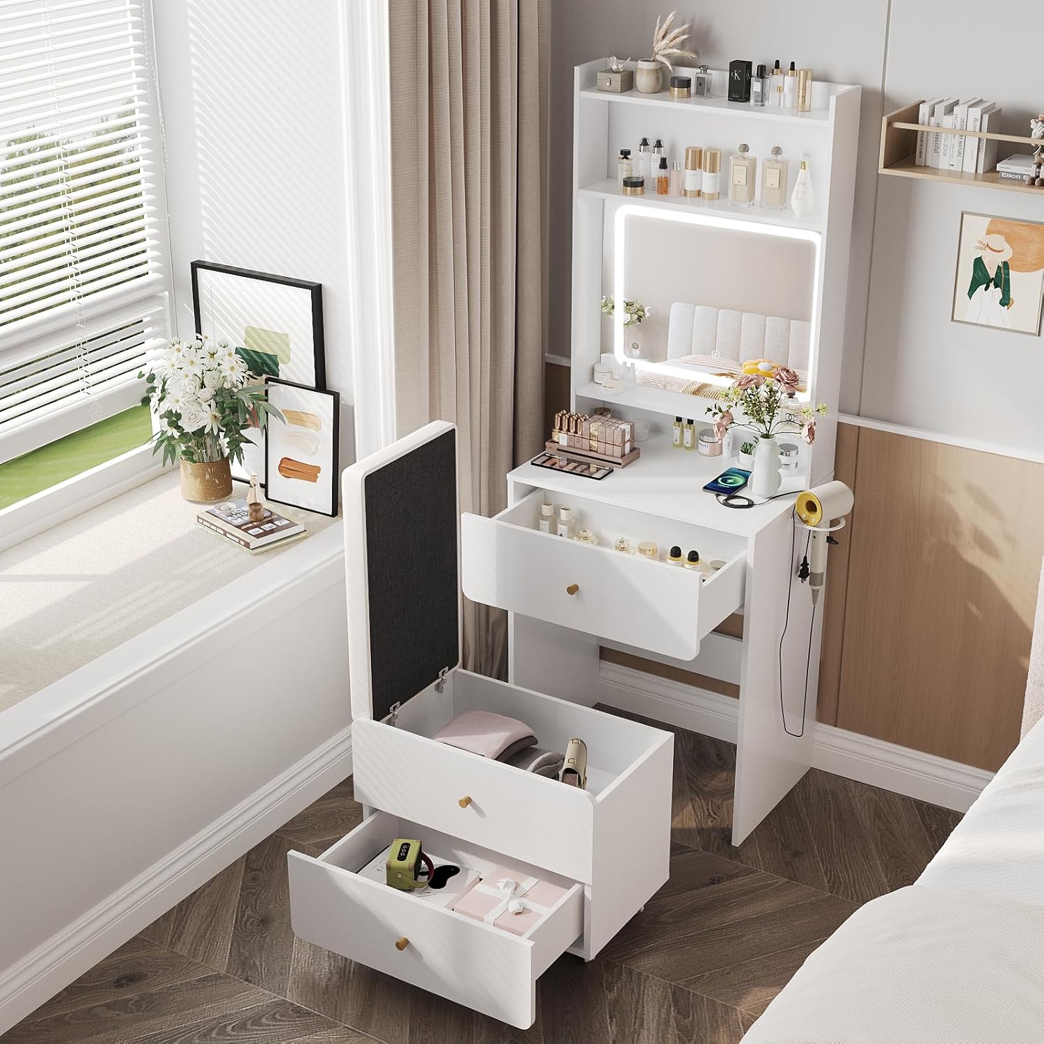 Make Up Vanity Desk with Mirro - Desk Setup In Small Bedroom recensie en prijs