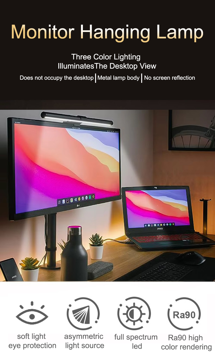 LED Monitor Hanging Desk Light - Yellow Desk Setup recensie en prijs