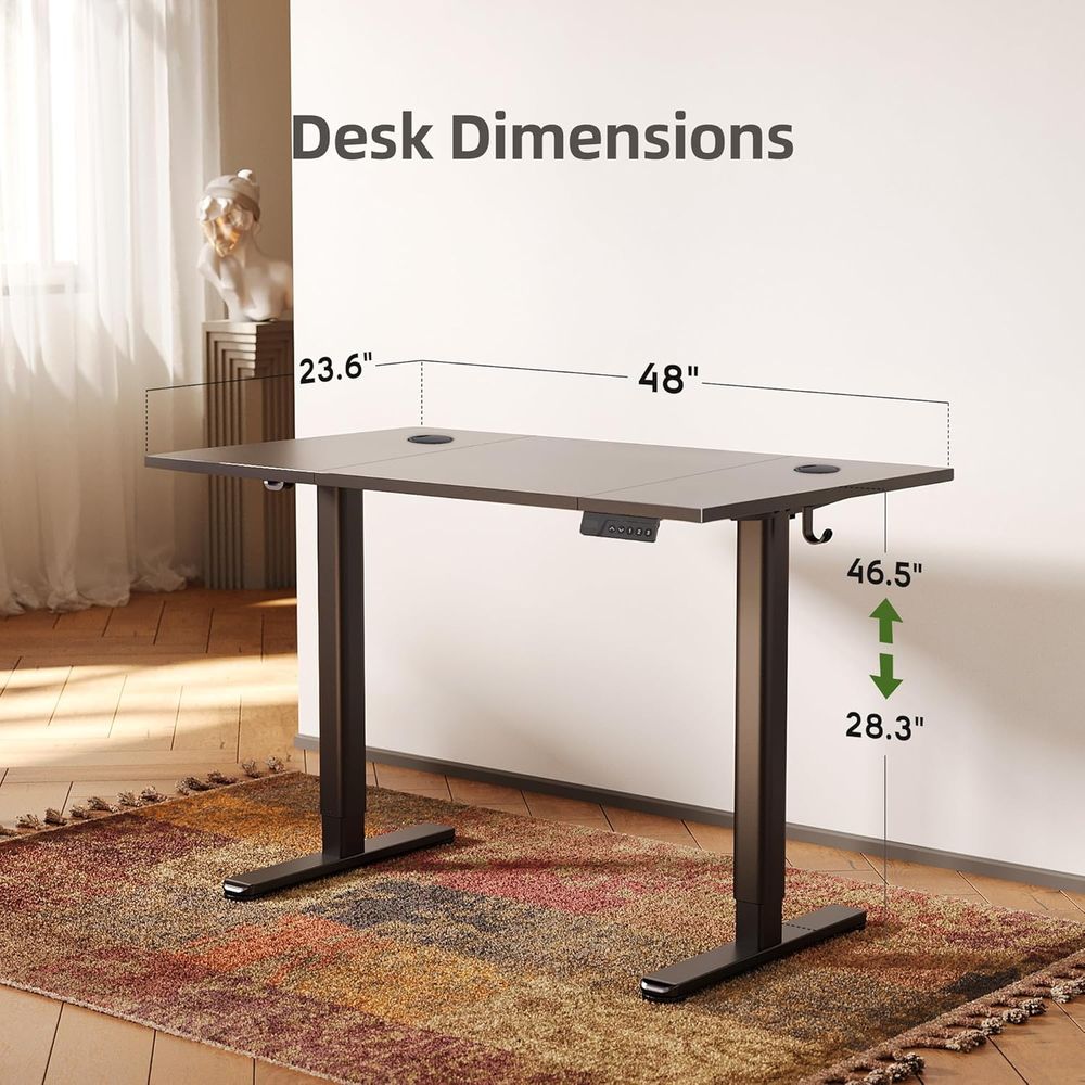 Adjustable Height Electric Des - Desk Setup Black And Wood recensie en prijs