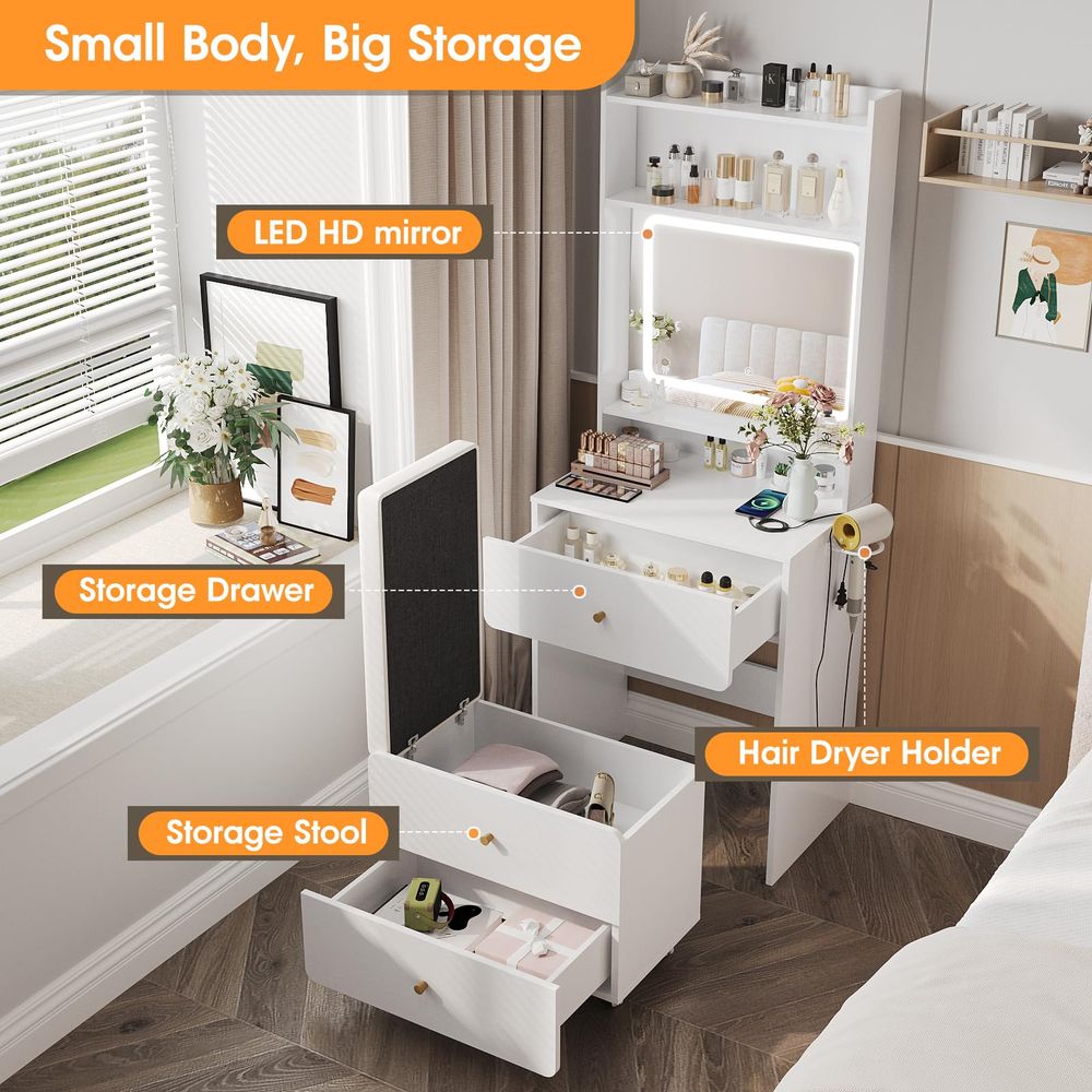 Make Up Vanity Desk with Mirro - Desk Setup Girl recensie en prijs