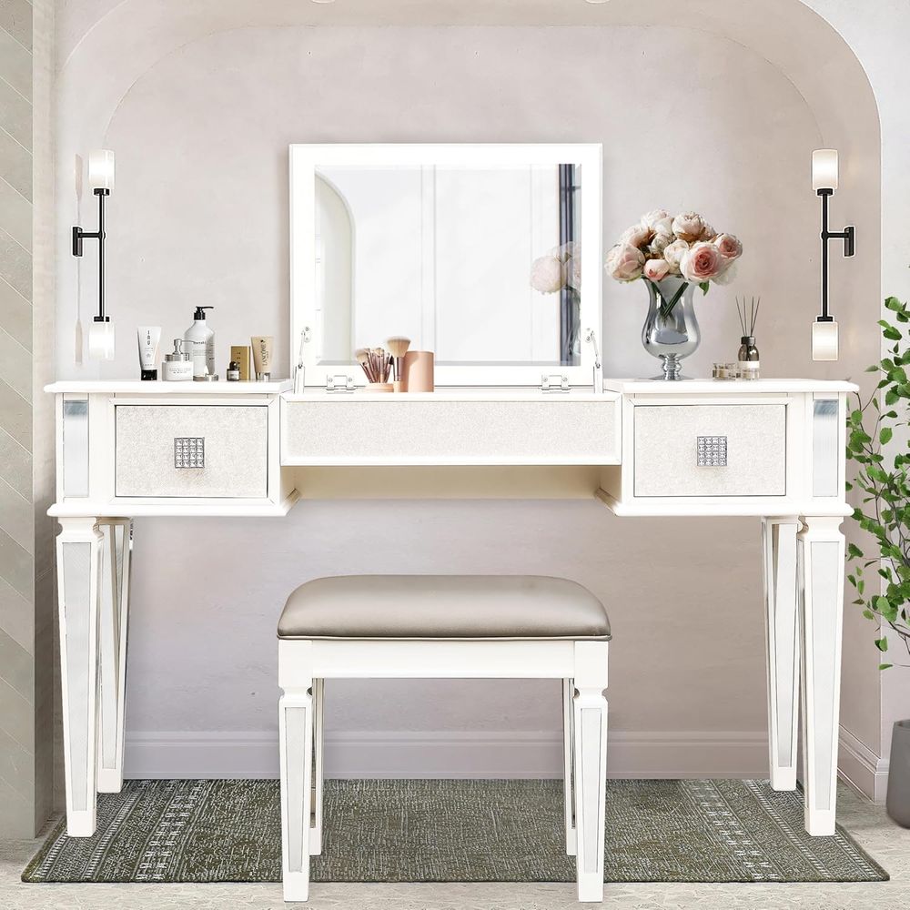 Mirrored Vanities Desk with De - Desk Setup Bedroom recensie en prijs
