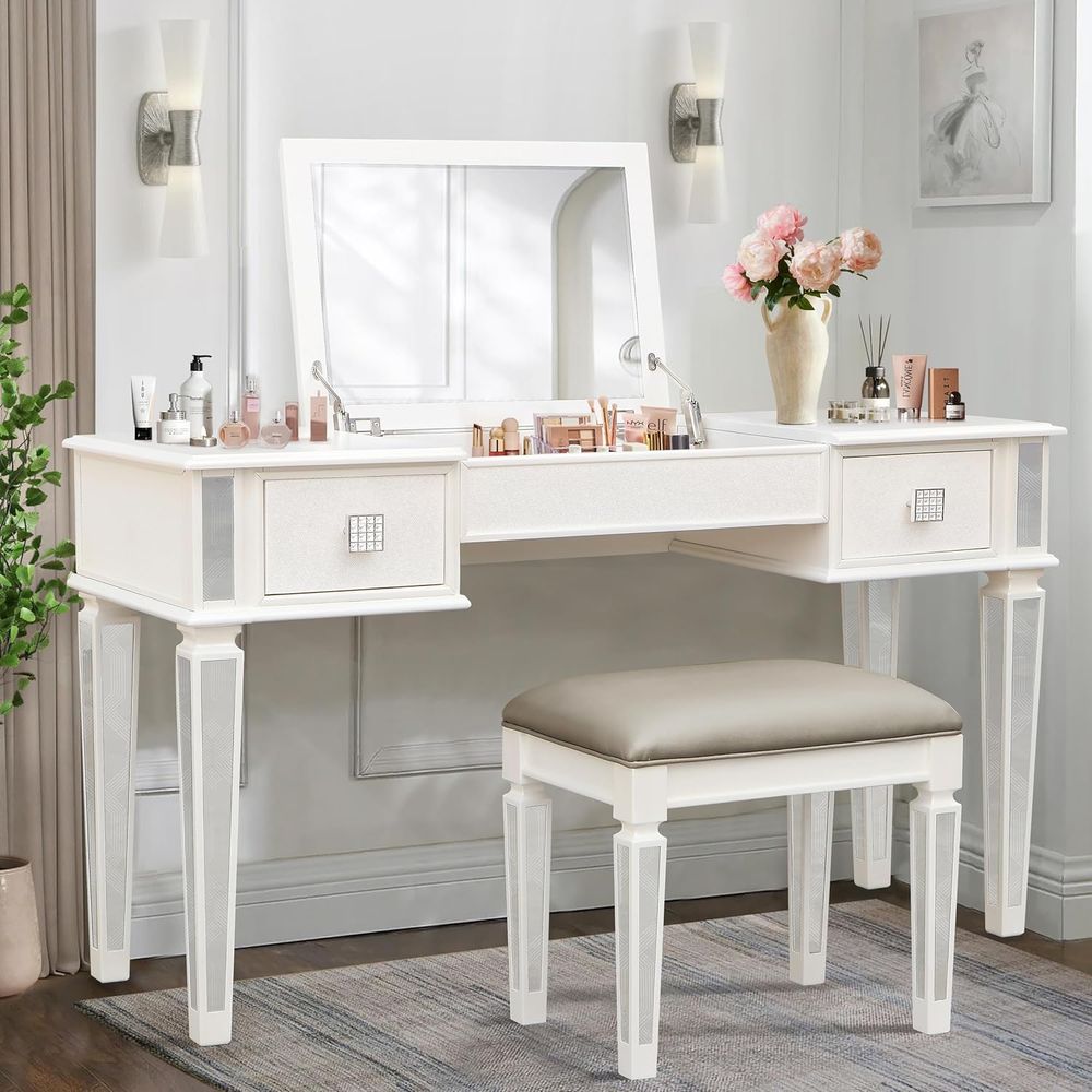 Mirrored Vanities Desk with De - Desk Setup Bedroom recensie en prijs