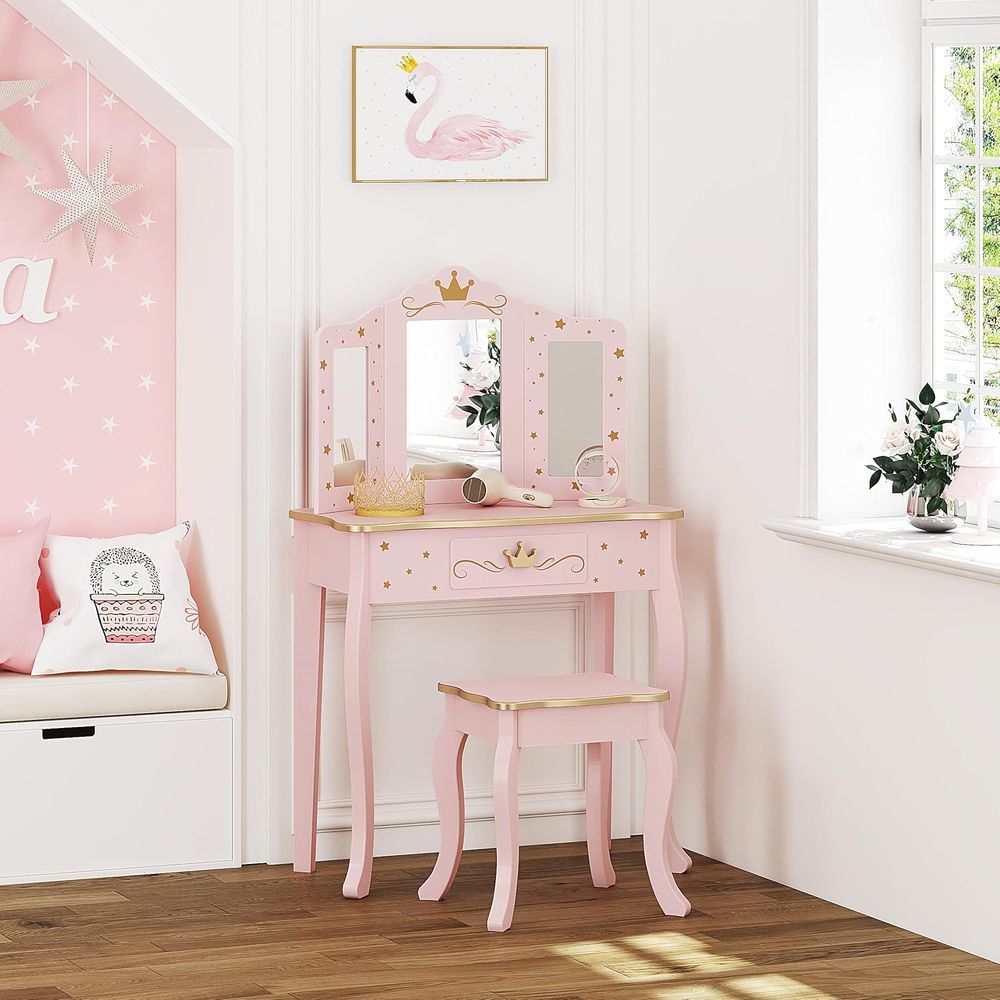 Kids Vanity Set with Mirror an - Desk Setup Bedroom recensie en prijs