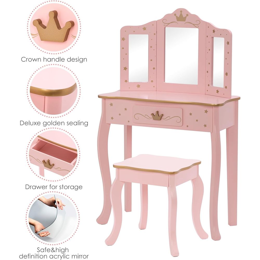 Kids Vanity Set with Mirror an - Desk Setup Bedroom recensie en prijs