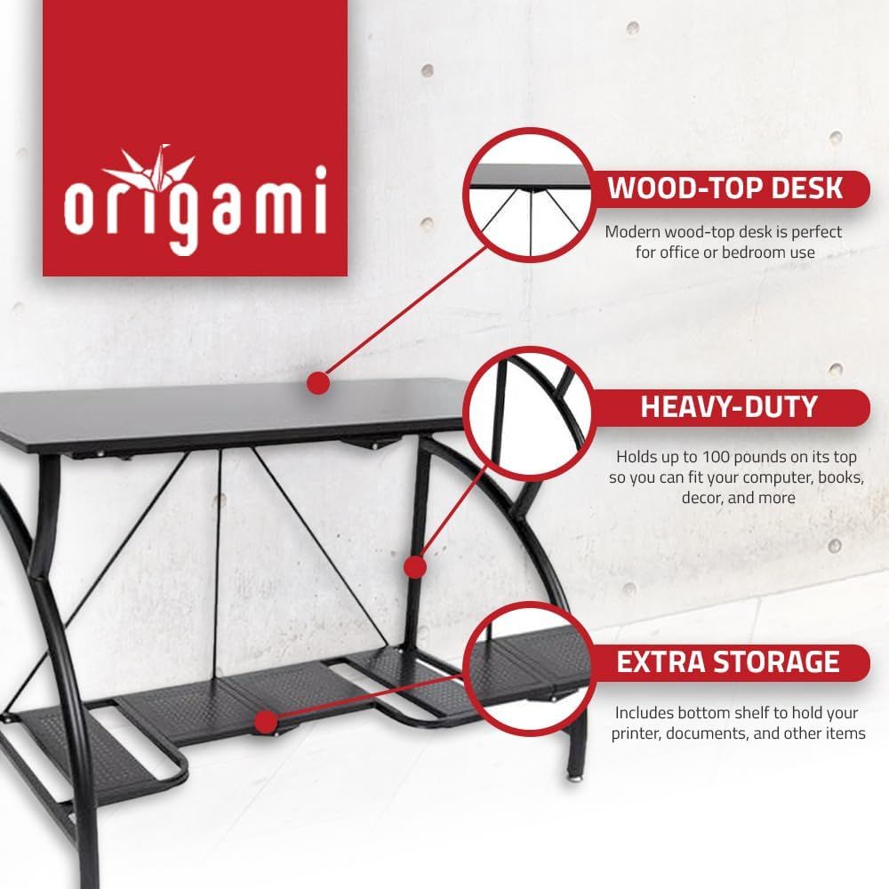 Space-Saving Folding Desk for  - Desk Setup Black And Wood recensie en prijs